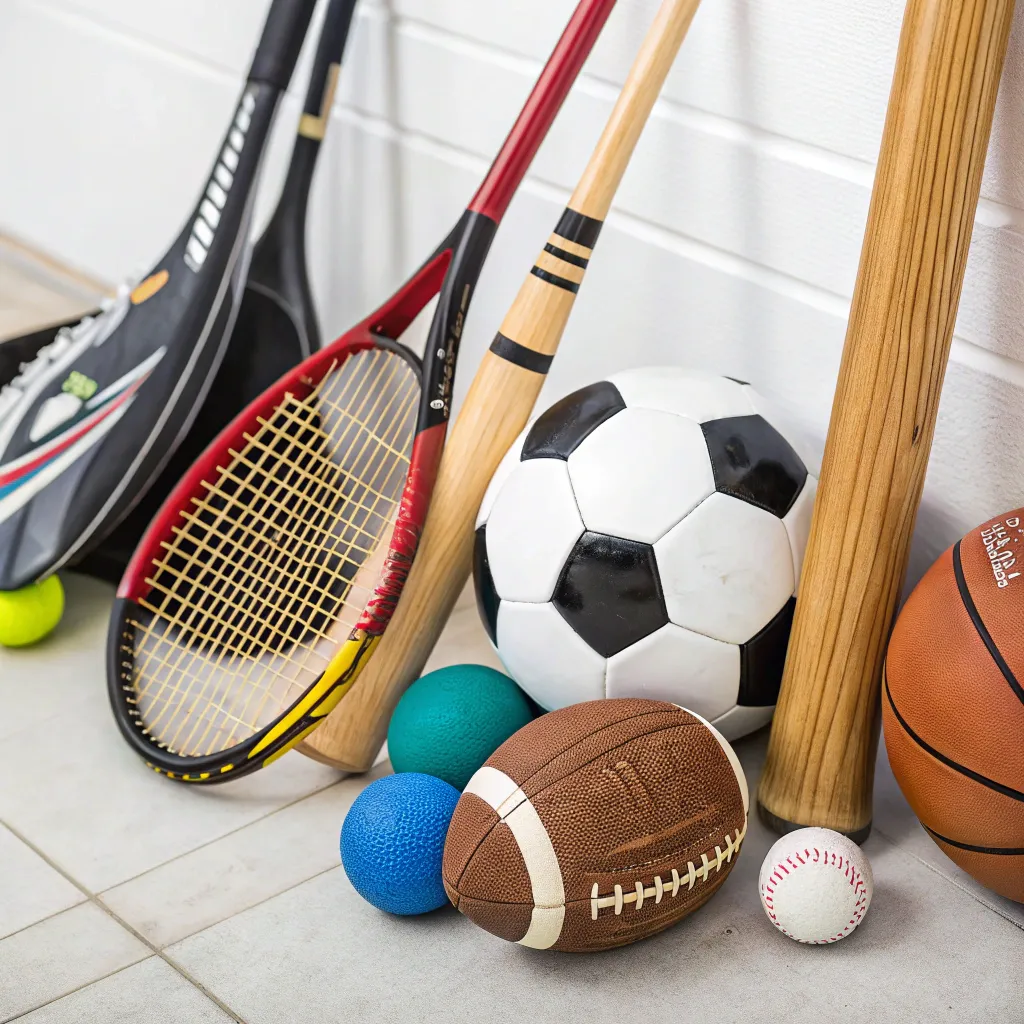 Collection of sports equipment